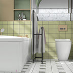 Porte serviettes sur pied sèche serviette 2 niveaux en métal pour la salle de bain, dim. 66l x 20P x 110H cm, noir-6