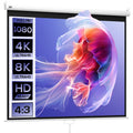 Écran de Projection 120" 4:3 HD 4K, Boîtier en Métal, Écran Hauteur Réglable Manuellement, 244x183cm, Blanc-0