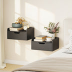 Lot de 2 tables de chevet murales tables de nuit suspendues tiroir plateau aspect bois dim. 40L x 30l x 19,5H cm-8