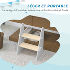 Marche pied enfant marchepied enfants 2 marches pour enfants 3 à 8 ans en bois charge max. 20 kg blanc-4