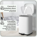 Poubelle de cuisine 20L avec couvercle à fermeture douce et pédale, seau intérieur amovible, 28L x 35l x 45H cm, blanc-4