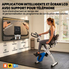 Vélo d'Appartement Pliable Vélo de Fitness 4 en 1 Silencieux Connecté Kinomap Bluetooth et Zwift 105x53,5x109cm Bleu-4