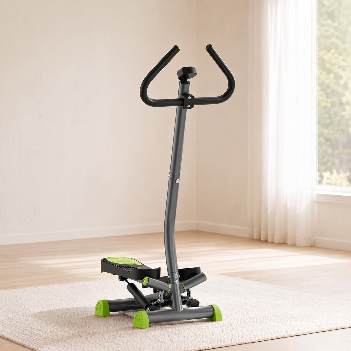 Stepper avec guidon stepper fitness appartement écran LCD résistance réglable acier gris vert noir-1