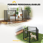 Parc pour chien, parc pour animaux, 5 panneaux, clôture portable pliable, sécurisé, noir-4