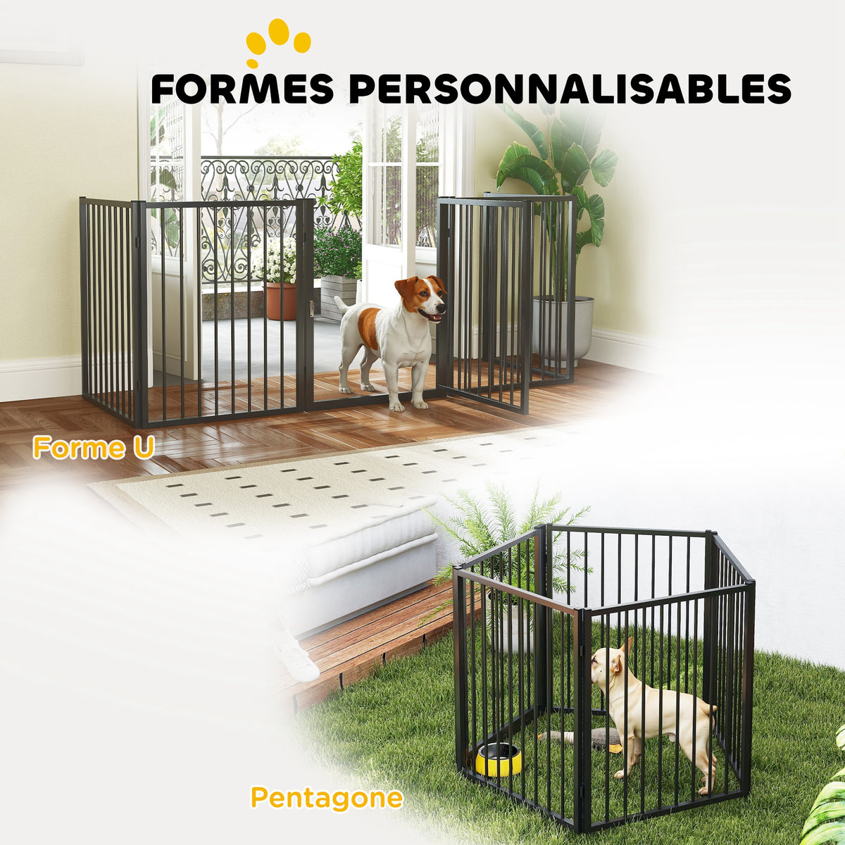 Parc pour chien, parc pour animaux, 5 panneaux, clôture portable pliable, sécurisé, noir-4