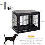 Cage pour chien animaux meuble cage chien intérieur en bois MDF classe E1 3 portes verrouillables max. 30 Kg dim. 81L x 58l x 66H cm noir-2