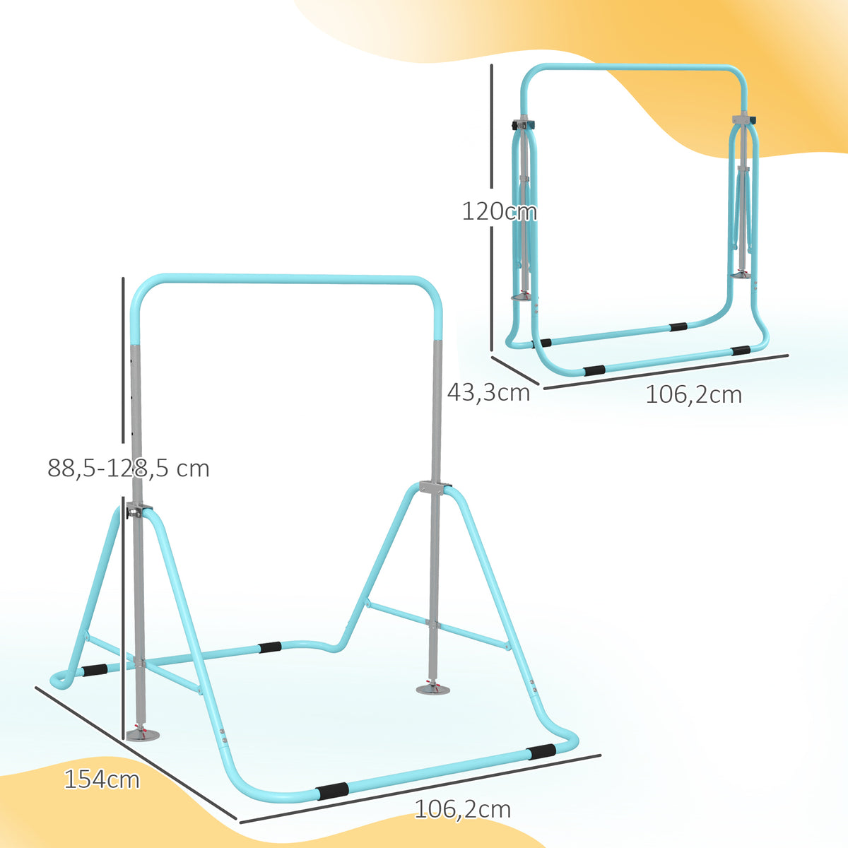 Barre fixe de gymnastique pour enfants pliante hauteur réglable de 88 à 128 cm vert-2