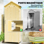 Armoire de Jardin en Bois Toit Acier Galvanisé Texture Gaufrée Étagères Réglables 85x58x213cm Bois Naturel-8