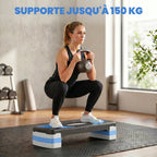 Stepper Fitness Aérobic hauteur réglable 10/15/20 cm surface antidérapante 80 x 31 x 20 cm noir bleu-6