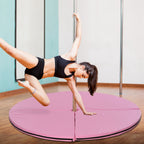 Tapis de Pole Dance Pliable - Tapis de Protection Ø 150 cm Épaisseur 5 cm - Revêtement Plastique Rose-1