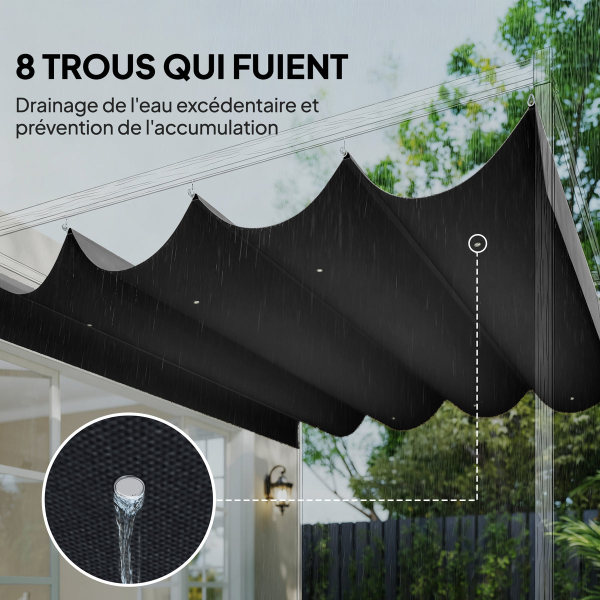 Toile de Toit pour pergola Bâche pour Pergola rétractable de 4 x 3 m, Toile Uniquement 392 x 350 cm, Gris foncé-5