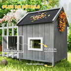 Niche pour chien extérieur en bois maison chien extérieur avec terrasse, porte à lamelles, 106 x 62,5 x 80,5 cm, gris-5