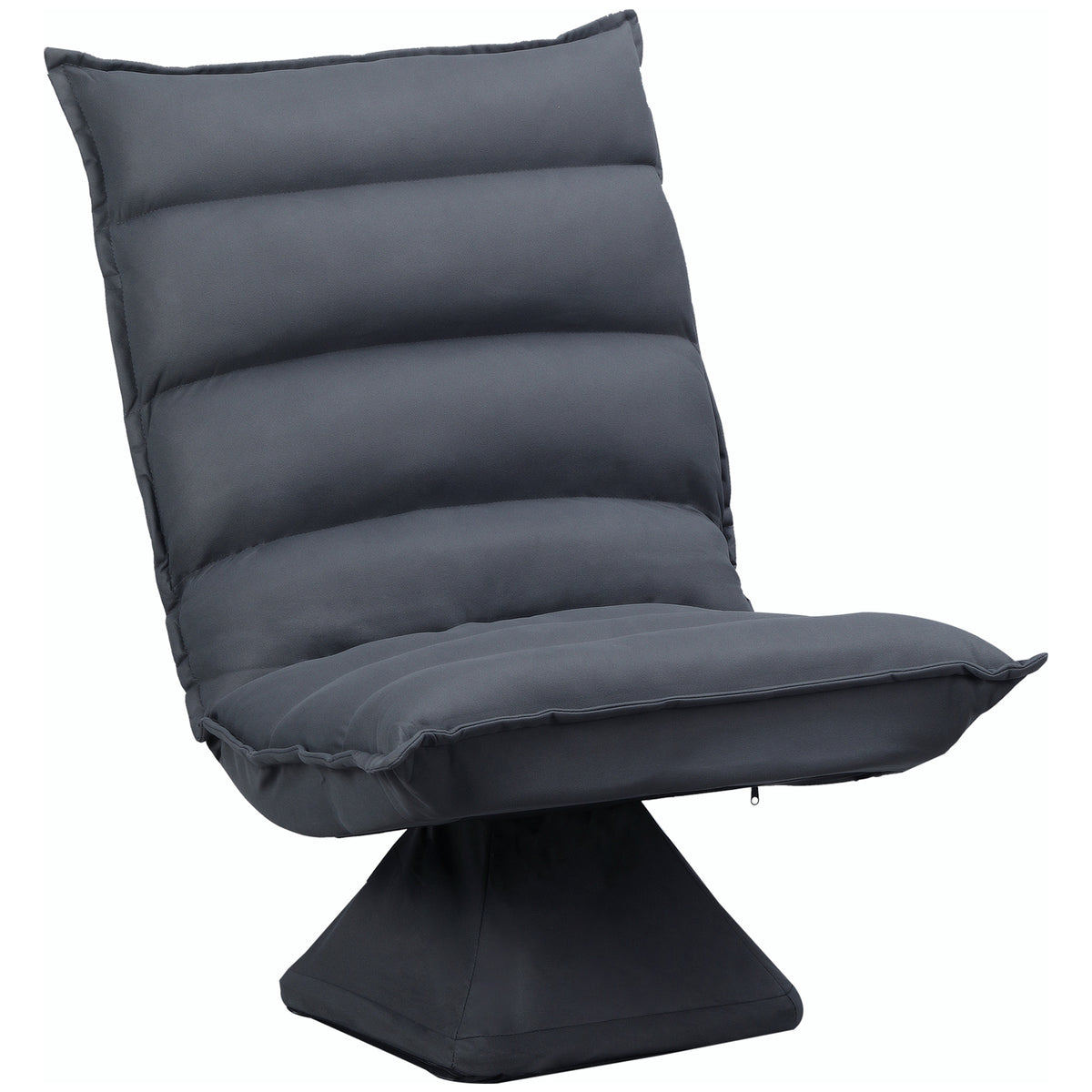 Fauteuil de sol paresseux pivotant 360° avec dossier inclinable design capitonné 62 x 62 x 95 cm gris foncé-0