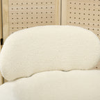 Fauteuil salon avec appuie-tête amovible, fauteuil crapaud en peluche teddy, pieds en métal, 71 x 65 x 90 cm, crème-7