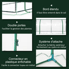 Serre de Jardin Tunnel mini serre tunnel serre à tomates 2L x 1l x 0,8H m Grande Porte zippée bâche Plastique Transparent métal époxy Vert-4