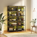Bibliothèque étagère de rangement à 5 niveaux avec éclairage LED 7 couleurs, structure en acier, 60 x 30 x 179 cm, noir-8