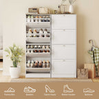 Meuble à chaussures 24 paires, armoire à chaussures avec 4 tiroirs rabattables, étagères réglables, 60x23,5x153cm, blanc-5