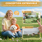 Parc pour chien, enclos chien 6 panneaux avec toit, modulable et pliable, enclos portable 76H cm avec porte argent vert-7