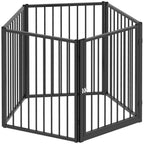 Parc pour chien, parc pour animaux, 5 panneaux, clôture portable pliable, sécurisé, noir-0