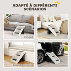 Escalier pour chien pliant à 3 marches antidérapantes escalier pour animaux en plastique 53 x 30,5 x 36,5 cm crème-5