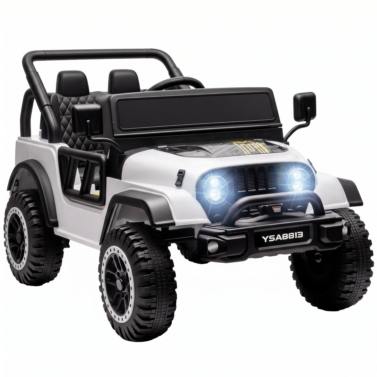Voiture Électrique Enfants 12V, Buggy Électrique Enfants, 2 Moteurs, Télécommande 2,4G, Batterie Lithium, Blanc-0