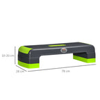 Stepper aérobic fitness hauteur réglable 3 niveaux surface antidérapante 78 x 28 x 20 cm vert et gris-2