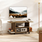 Meuble TV avec roulettes 80 cm, meuble télé pour téléviseur jusqu'à 42 pouces avec étagères ouvertes, noyer-1
