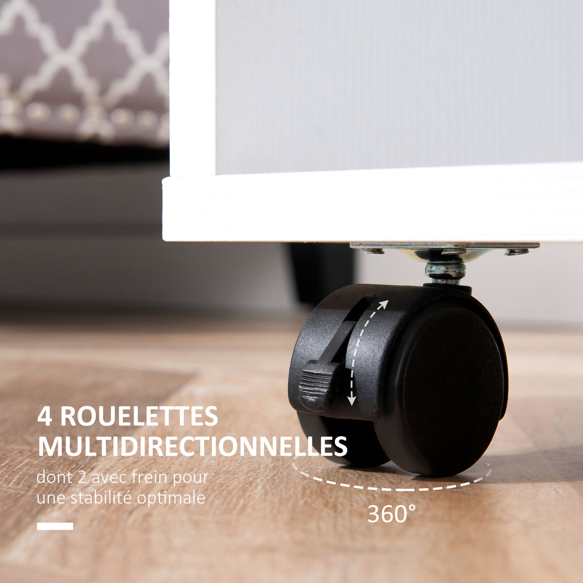 Lot de 2 portants à vêtements penderie mobile avec roulettes 2 niches + Grand Espace penderie en bois Blanc-4