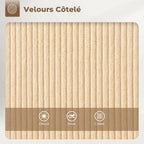 Lot de 2 tabourets de bar en tissu velours côtelé, chaises de bar avec dossier courbé, repose-pieds, 49x52x88cm, beige-4