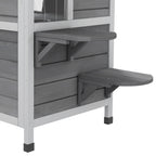 Maison Extérieur pour Chat Abri Extérieur en Bois pour Chats Errants 2 Étages Toit Ouvrant Bitumé 99,5x76x91cm Gris-8