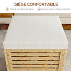 Coffre de rangement tabouret de rangement 54.76 L design lamellé cadre en bambou naturel 40 x 40 x 47 cm bois naturel-4