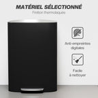 Poubelle cuisine 50L, poubelle à pédale, seau intérieur amovible, couvercle à fermeture douce, 45,1x36,5x62,6cm, noir-5