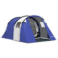 Tente de Camping pour 4 Personnes, 2 Chambres, Imperméable 3000mm, avec Tapis de Sol et Sac, 420x300x200cm, Bleu Foncé-0