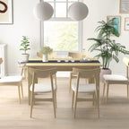 Table de salle à manger pour 6 personnes en bois aspect naturel et noir, dim. 140L x 90l x 75H cm-6
