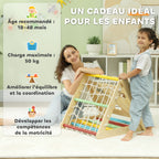 5 en 1 Triangle d'escalade avec toboggan enfants parcours motricité - filet d'escalade, sacs de sable inclus-5