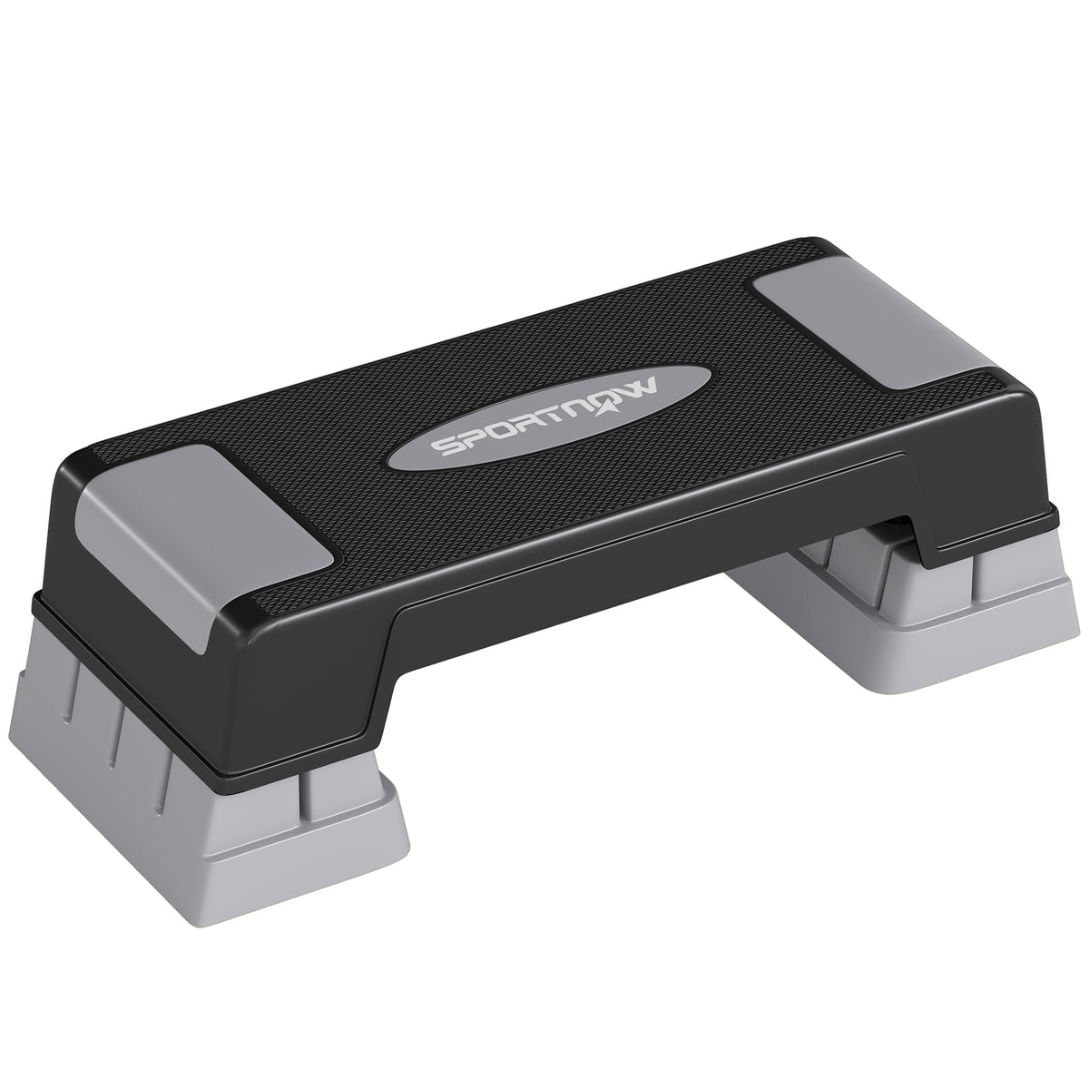 Stepper Fitness Aérobic 3 Niveaux, Hauteur Réglable 12/17,5/22,5 cm, Surface Antidérapante, Charge 250 kg, Gris-0