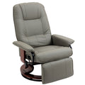 Fauteuil relax inclinable repose-pieds réglable pivotant 360° piètement bois revêtement PU respirant et doux gris-0