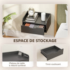 Lot de 2 tables de chevet murales tables de nuit suspendues tiroir plateau aspect bois dim. 40L x 30l x 19,5H cm-5