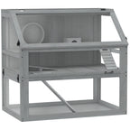 Cage Hamster Rongeur à 3 Niveaux, Base Amovible Profonde, Cabane, Balançoire, 80x50x76cm Gris Clair-0