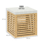Coffre de rangement tabouret de rangement 54.76 L design lamellé cadre en bambou naturel 40 x 40 x 47 cm bois naturel-2