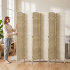 Paravent intérieur en bois 6 panneaux séparateur de pièce pliable pour salon chambre 270 x 180 cm Chêne-4