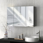 Armoire murale de salle de bain avec 3 portes miroir et étagères réglables en MDF Gris dim. 90L x 15l x 60H cm-9