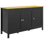 Buffet meuble de rangement avec 3 portes 2 étagères réglables plateau aspect bois clair 120 x 40 x 70 cm noir-0