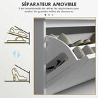 Banc à chaussures avec tiroir rabattable, coussin d'assise et étagère réglable, 100 x 26 x 48 cm, blanc-5
