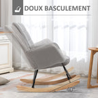 Fauteuil à bascule rocking chair revêtement bouclette structure en acier 71 x 98 x 101 cm Gris clair-3