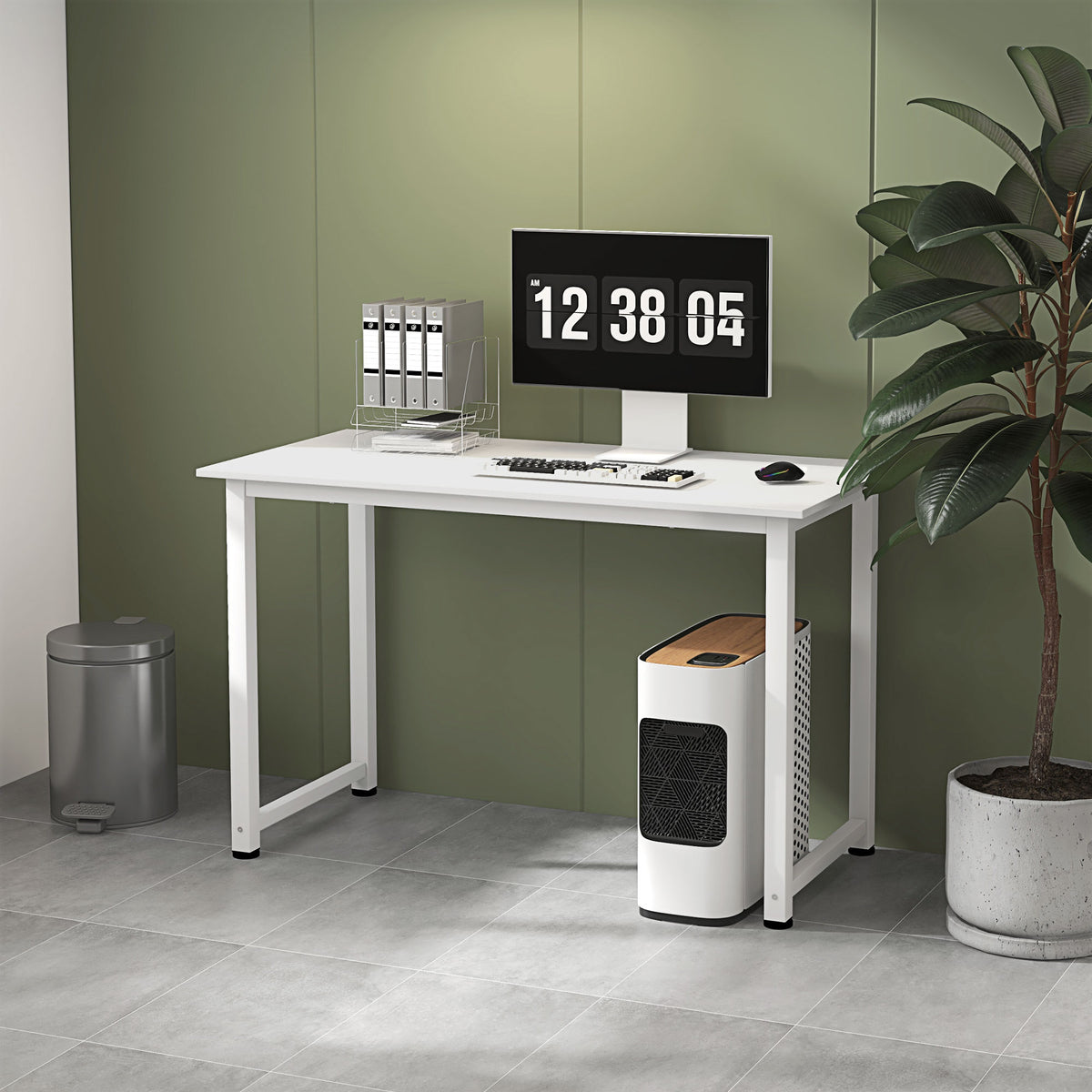 Table d'ordinateur table de salle à manger 120L x 60l x 76H cm Multifonction Grand Plateau Blanc cadre en métal-9