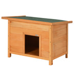 Niche pour chien chat en bois sur pied chenil toit ouvrant bitumé pin massif pré-huilé 85 x 58 x 58 cm-9