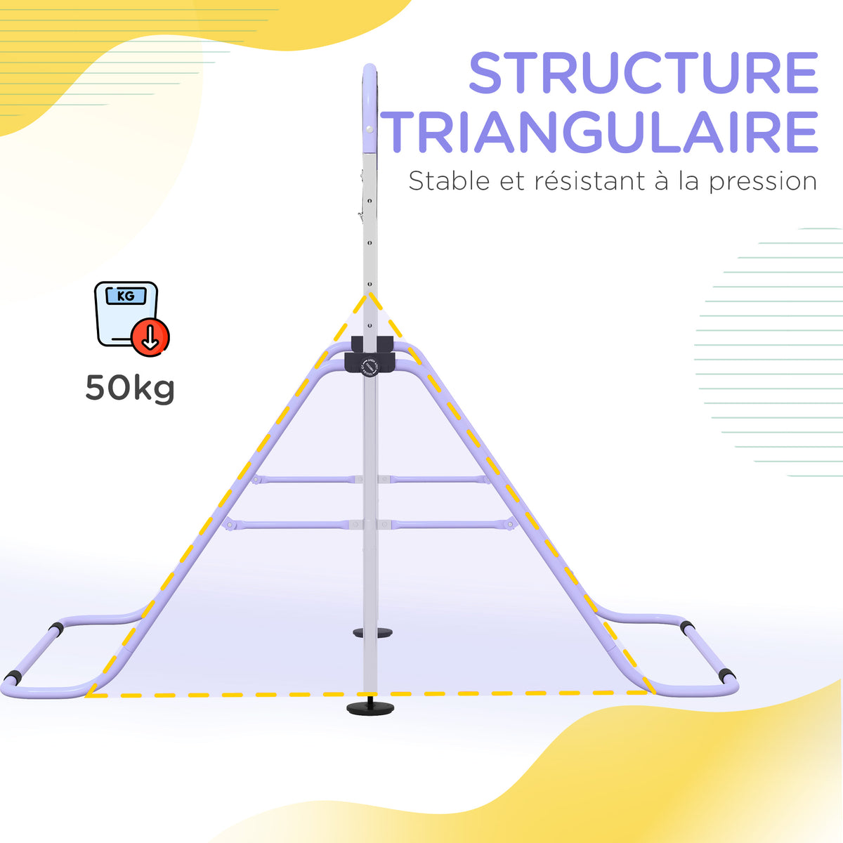Barre de gymnastique pour enfants, barre horizontale pliable à hauteur réglable avec anneaux de gymnastique, violet-6