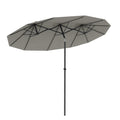 Parasol de Jardin Exterieur Inclinable 3 x 1,5 m, Parasol Double Rectangulaire avec Manivelle, Polyester 180 g/m², Gris-0
