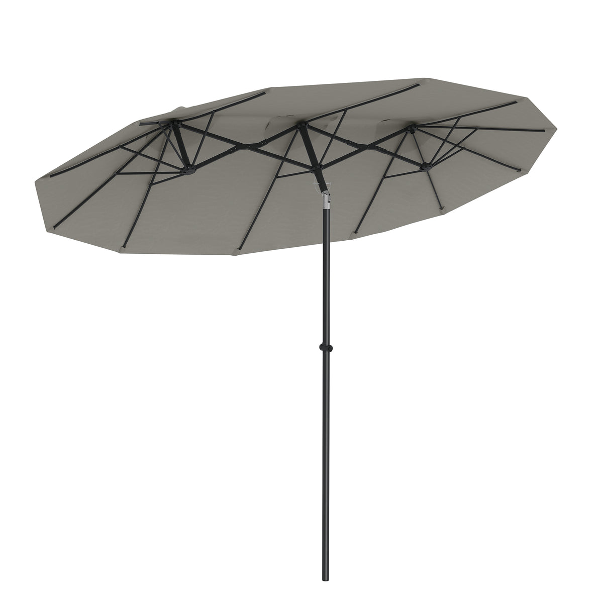Parasol de Jardin Exterieur Inclinable 3 x 1,5 m, Parasol Double Rectangulaire avec Manivelle, Polyester 180 g/m², Gris-0